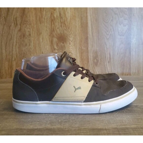 Puma El Ace 2 Perforated Leather Low Top Sneakers Mens Size 7 Brown - Picture 1 of 12